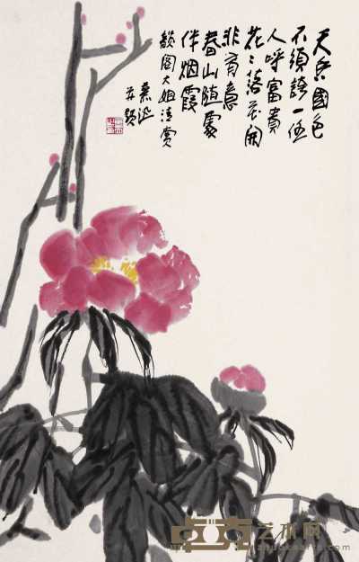 鲁慕迅 花卉 立轴 43×68cm